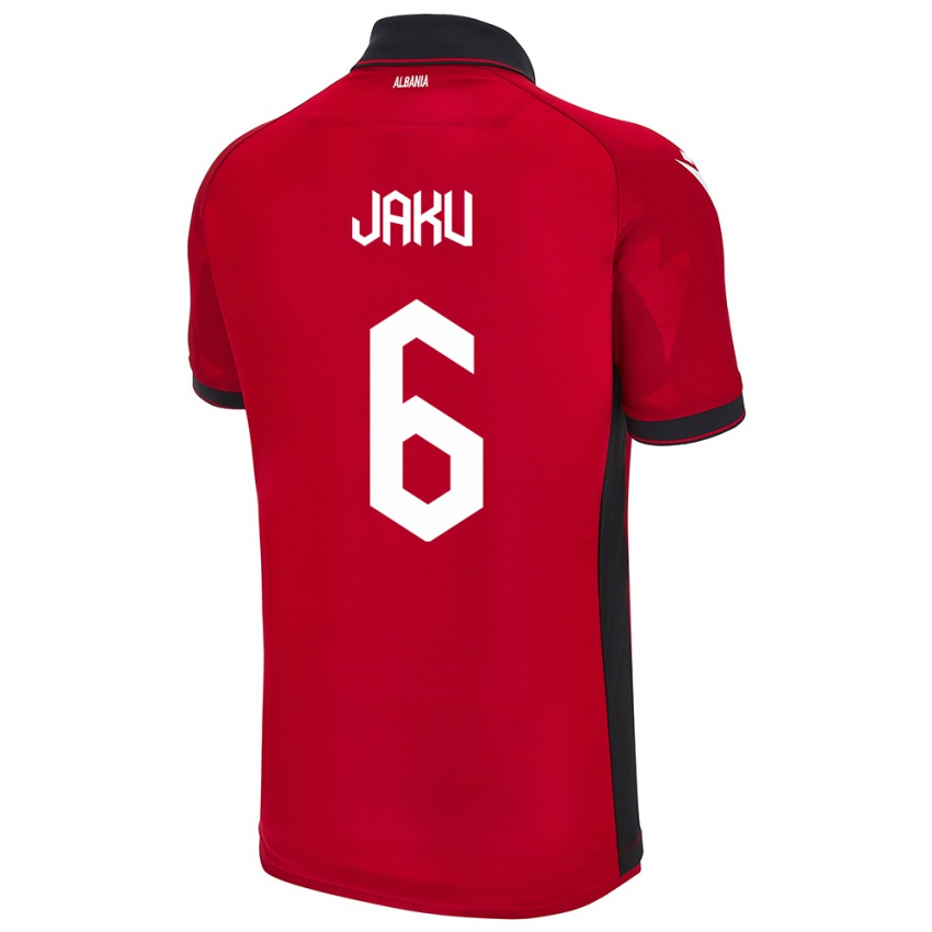 Bambino Maglia Albania Jordi Jaku #6 Rosso Kit Gara Home 24-26 Maglietta