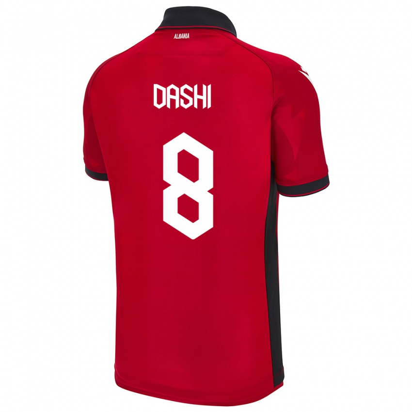 Bambino Maglia Albania Matteo Dashi #8 Rosso Kit Gara Home 24-26 Maglietta