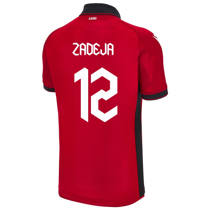 Bambino Maglia Albania Darius Zadeja #12 Rosso Kit Gara Home 24-26 Maglietta