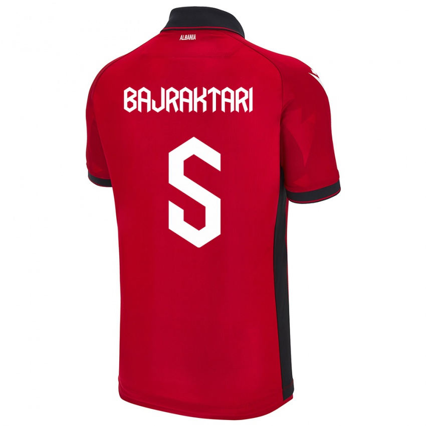 Bambino Maglia Albania Arbiona Bajraktari #5 Rosso Kit Gara Home 24-26 Maglietta