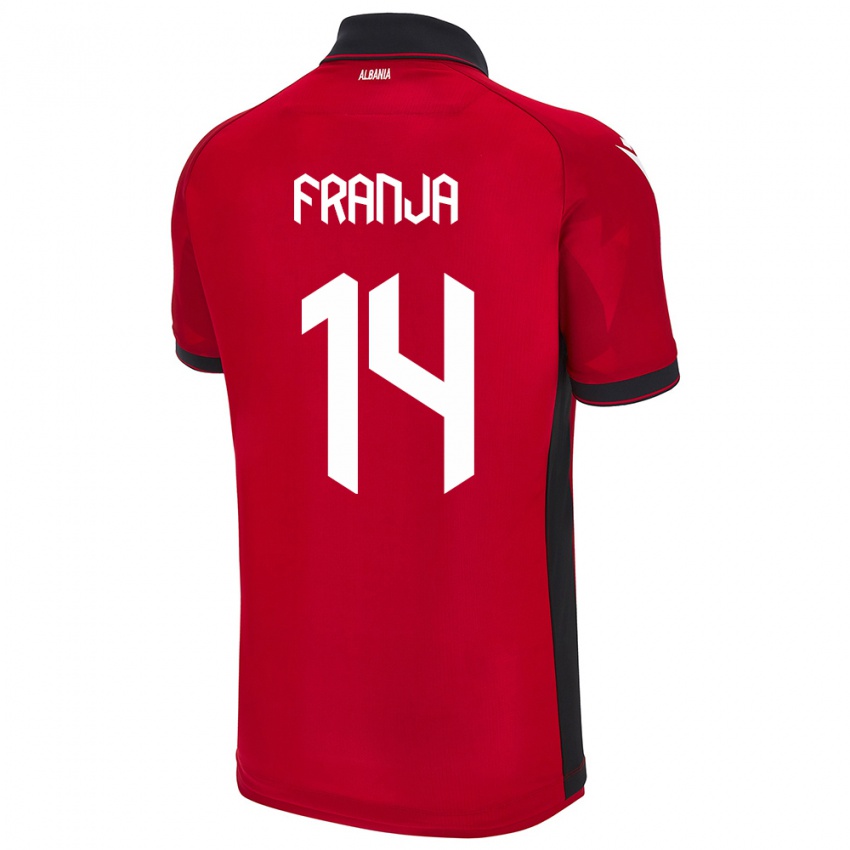 Bambino Maglia Albania Ezmiralda Franja #14 Rosso Kit Gara Home 24-26 Maglietta