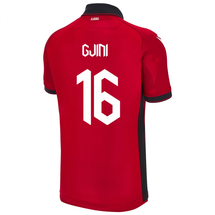 Bambino Maglia Albania Luçije Gjini #16 Rosso Kit Gara Home 24-26 Maglietta