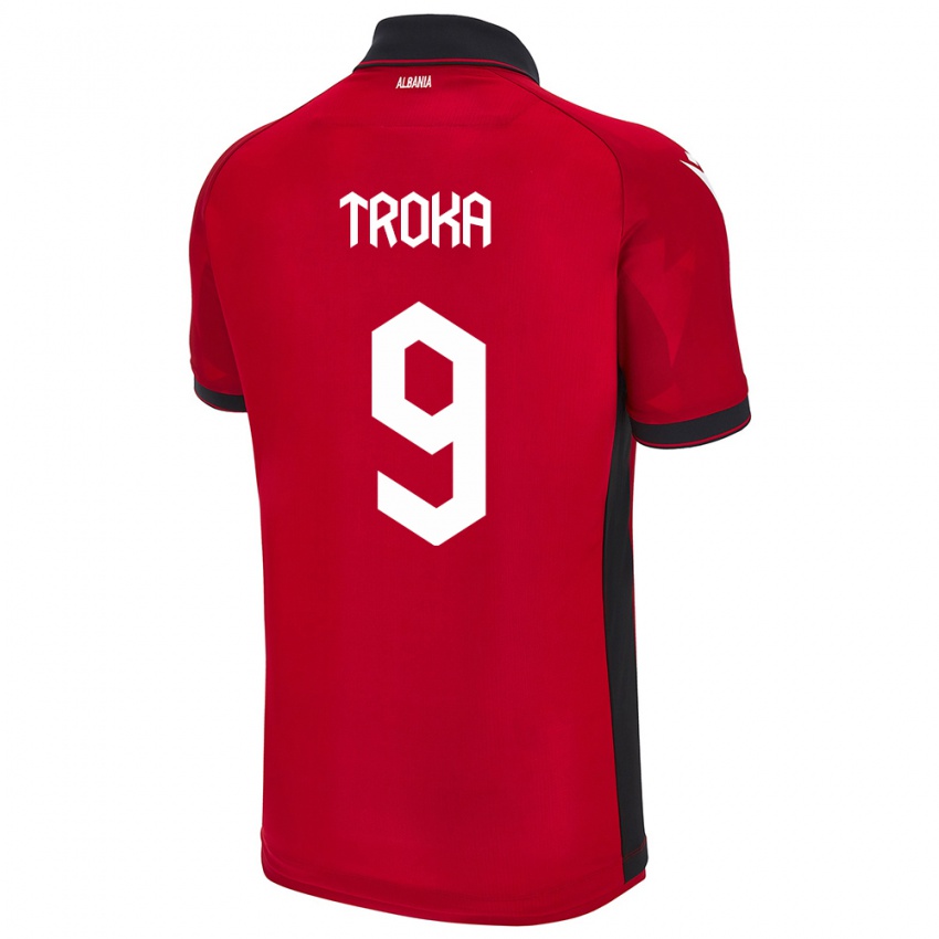 Bambino Maglia Albania Valentina Troka #9 Rosso Kit Gara Home 24-26 Maglietta