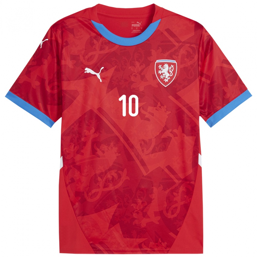 Bambino Maglia Cechia Kristýna Růžičková #10 Rosso Kit Gara Home 24-26 Maglietta