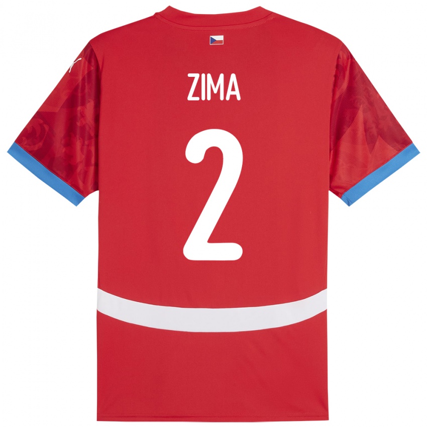 Bambino Maglia Cechia David Zima #2 Rosso Kit Gara Home 24-26 Maglietta