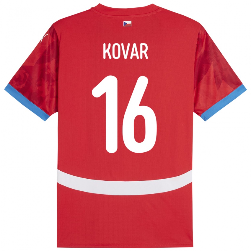 Bambino Maglia Cechia Matej Kovar #16 Rosso Kit Gara Home 24-26 Maglietta