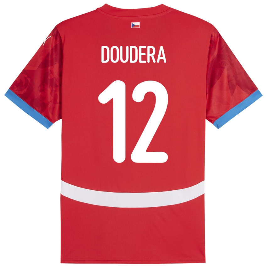 Bambino Maglia Cechia David Doudera #12 Rosso Kit Gara Home 24-26 Maglietta