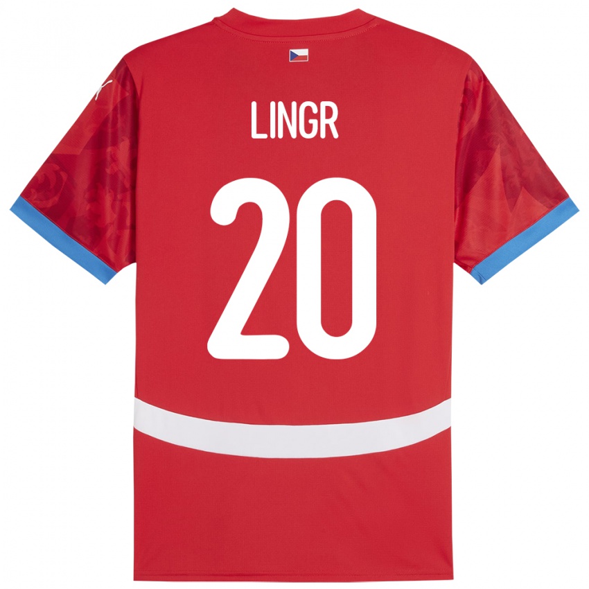 Bambino Maglia Cechia Ondrej Lingr #20 Rosso Kit Gara Home 24-26 Maglietta