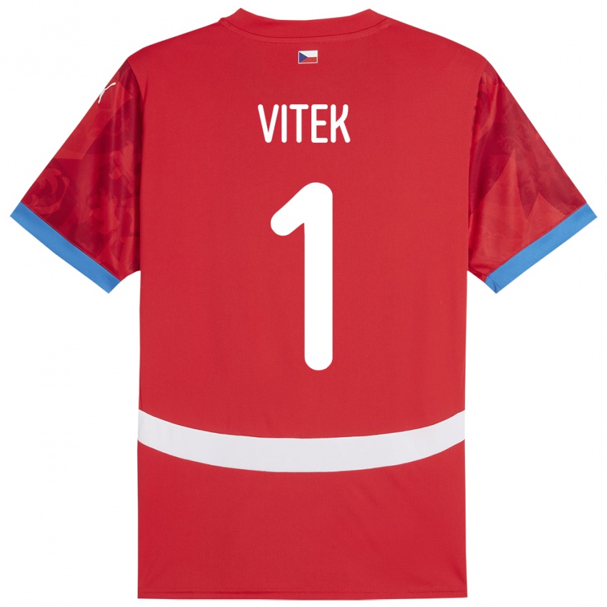 Bambino Maglia Cechia Radek Vitek #1 Rosso Kit Gara Home 24-26 Maglietta