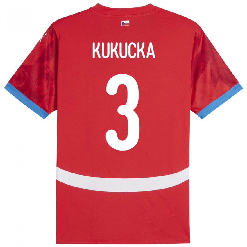 Bambino Maglia Cechia Ondrej Kukucka #3 Rosso Kit Gara Home 24-26 Maglietta