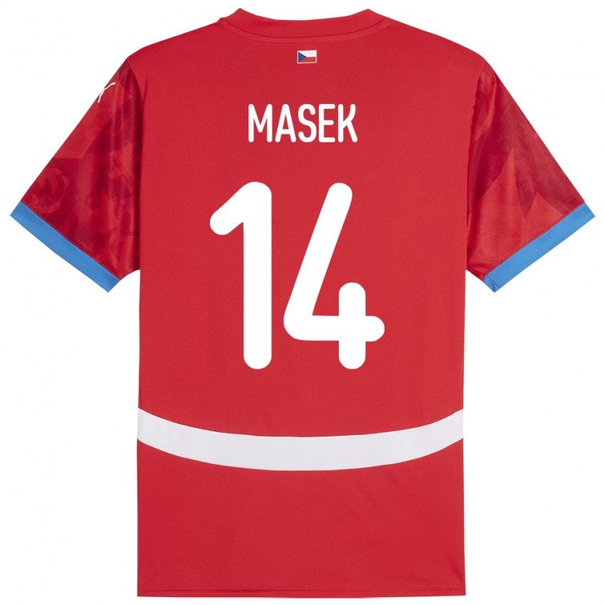 Bambino Maglia Cechia Lukas Masek #14 Rosso Kit Gara Home 24-26 Maglietta