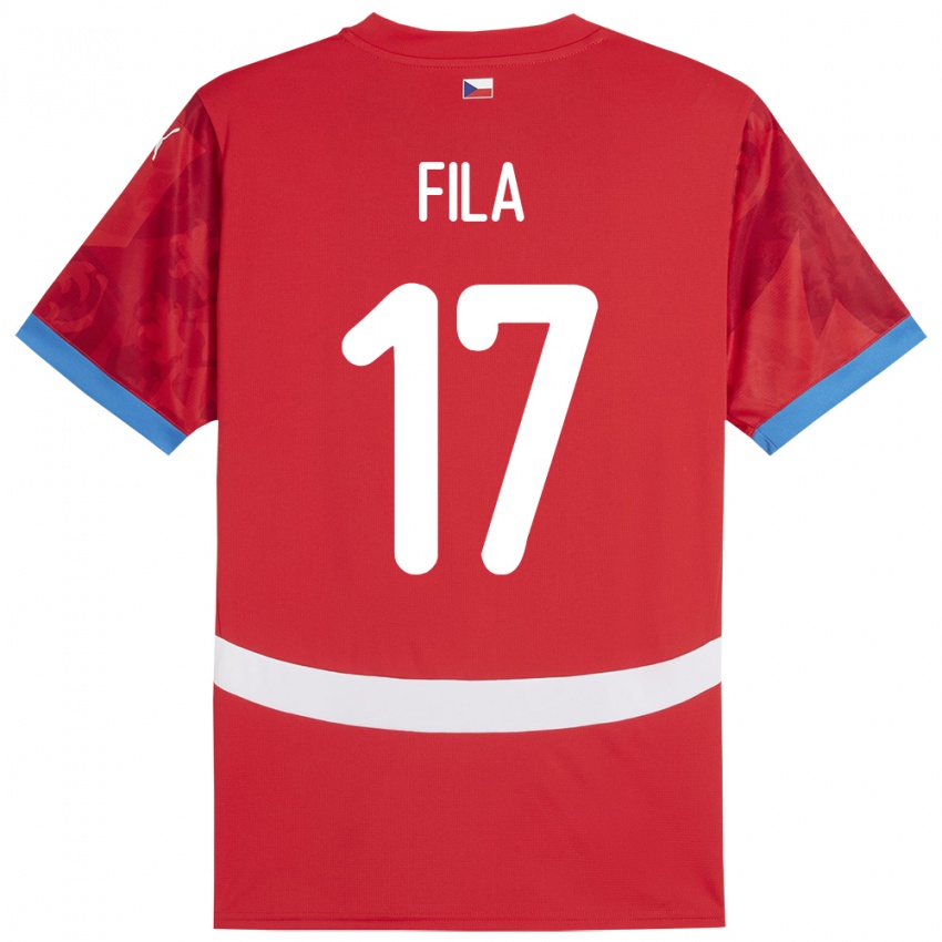 Bambino Maglia Cechia Lukas Fila #17 Rosso Kit Gara Home 24-26 Maglietta