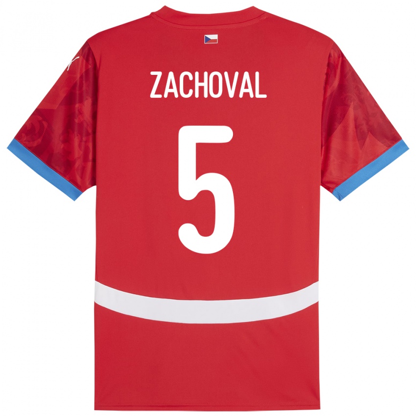 Bambino Maglia Cechia Matej Zachoval #5 Rosso Kit Gara Home 24-26 Maglietta