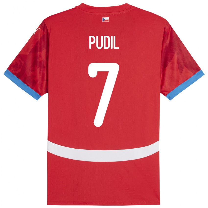 Bambino Maglia Cechia Adam Pudil #7 Rosso Kit Gara Home 24-26 Maglietta