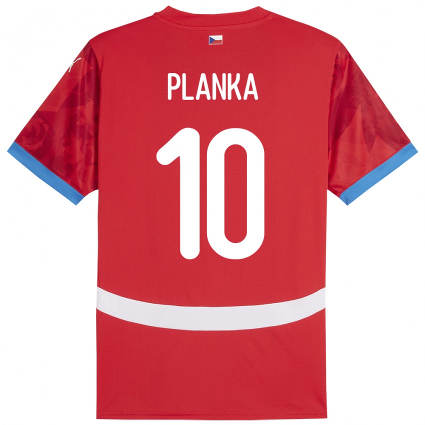 Bambino Maglia Cechia David Planka #10 Rosso Kit Gara Home 24-26 Maglietta