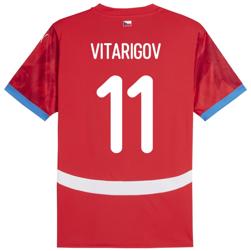 Bambino Maglia Cechia Arsen Vitarigov #11 Rosso Kit Gara Home 24-26 Maglietta