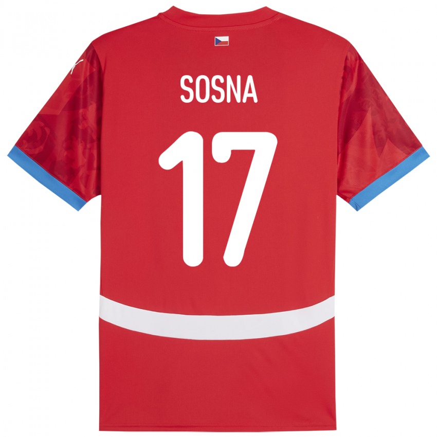 Bambino Maglia Cechia Adam Sosna #17 Rosso Kit Gara Home 24-26 Maglietta