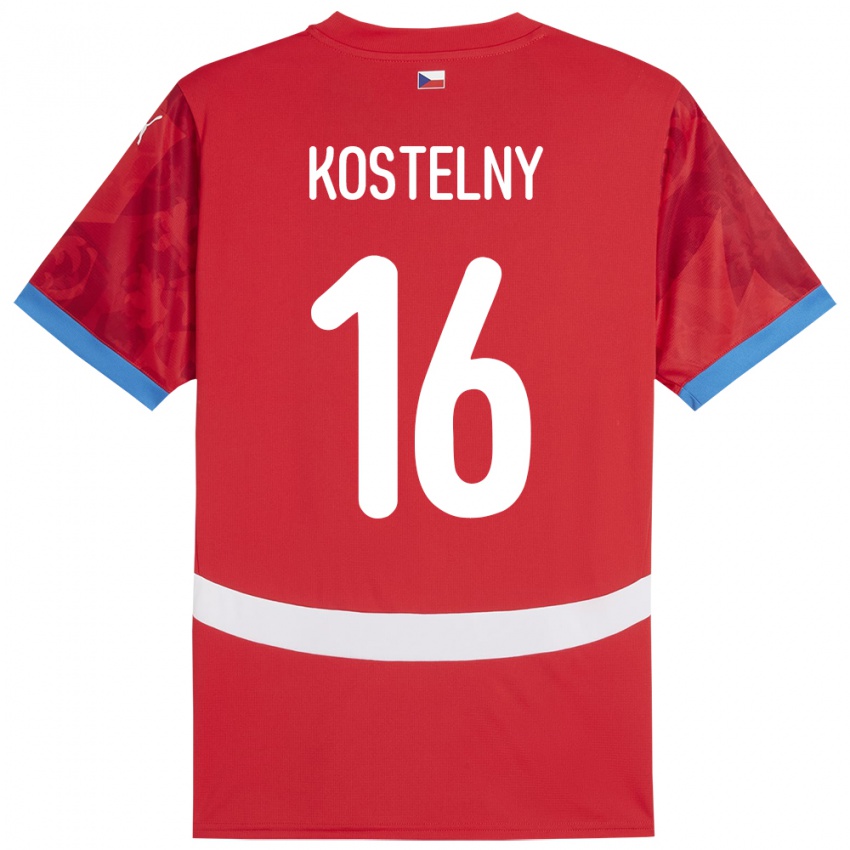 Bambino Maglia Cechia Krystof Kostelny #16 Rosso Kit Gara Home 24-26 Maglietta