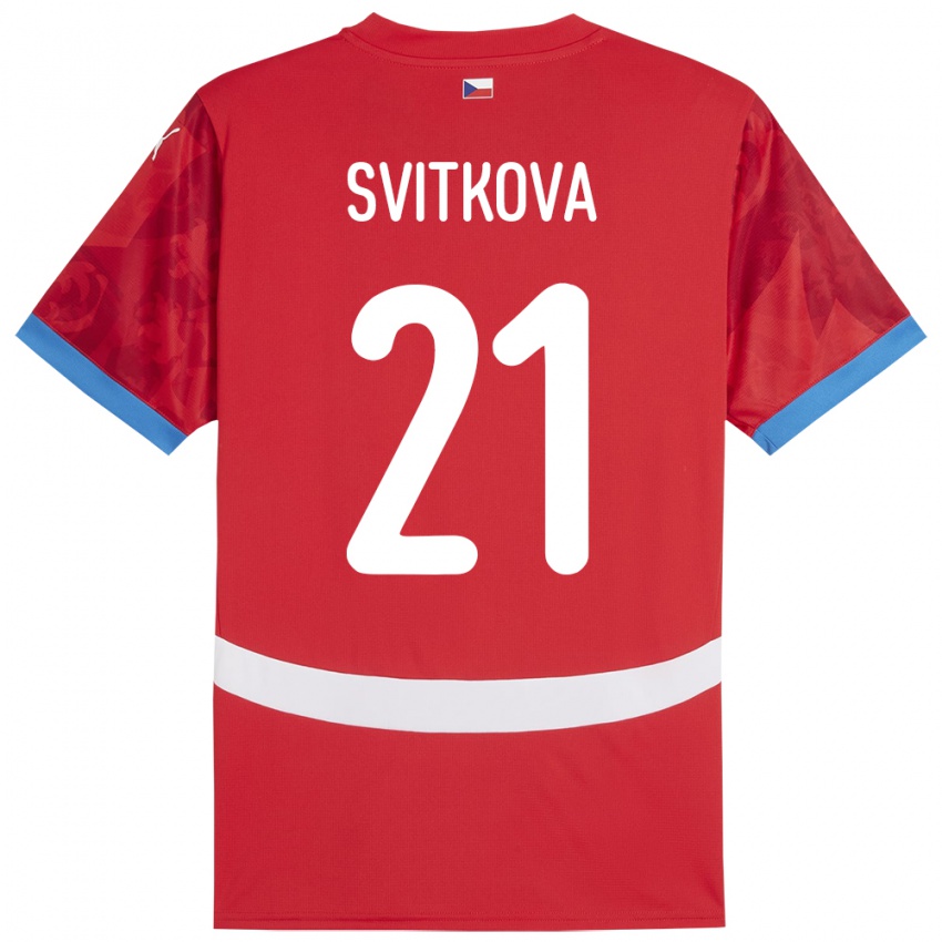 Bambino Maglia Cechia Kateřina Svitková #21 Rosso Kit Gara Home 24-26 Maglietta