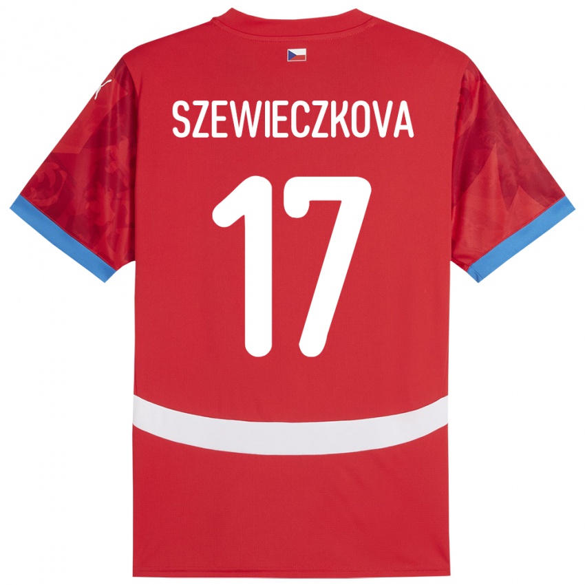 Bambino Maglia Cechia Tereza Szewieczková #17 Rosso Kit Gara Home 24-26 Maglietta