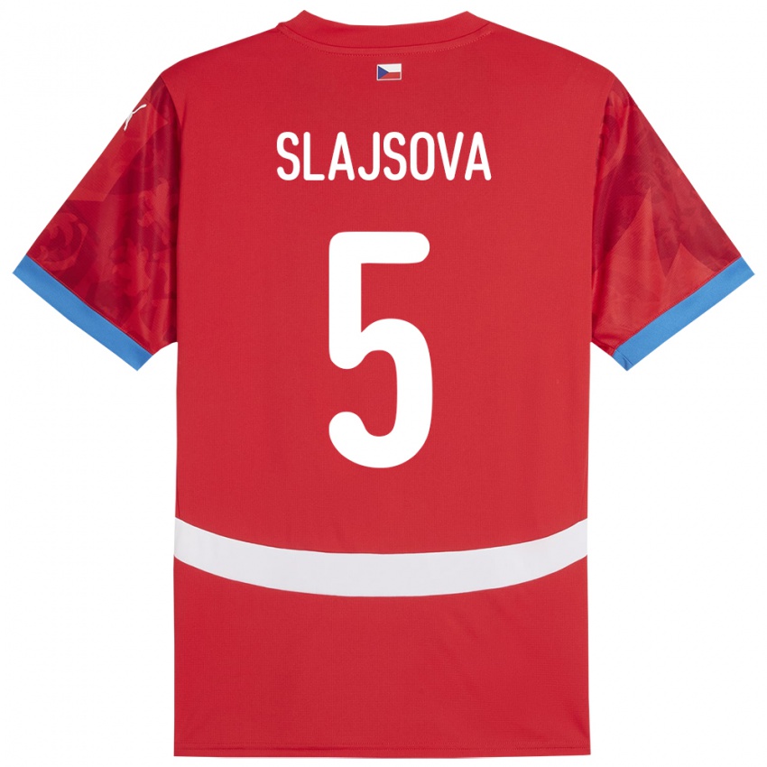 Bambino Maglia Cechia Gabriela Šlajsová #5 Rosso Kit Gara Home 24-26 Maglietta