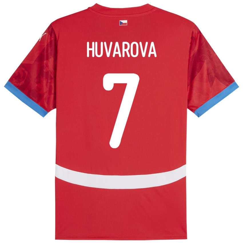 Bambino Maglia Cechia Dominika Huvarová #7 Rosso Kit Gara Home 24-26 Maglietta