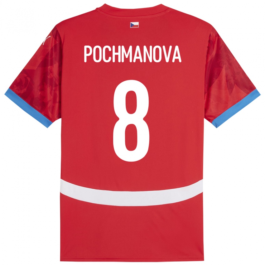 Bambino Maglia Cechia Aneta Pochmanová #8 Rosso Kit Gara Home 24-26 Maglietta