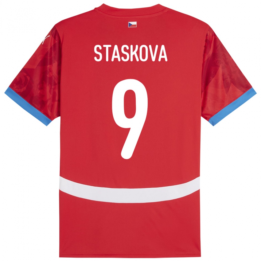 Bambino Maglia Cechia Andrea Stašková #9 Rosso Kit Gara Home 24-26 Maglietta