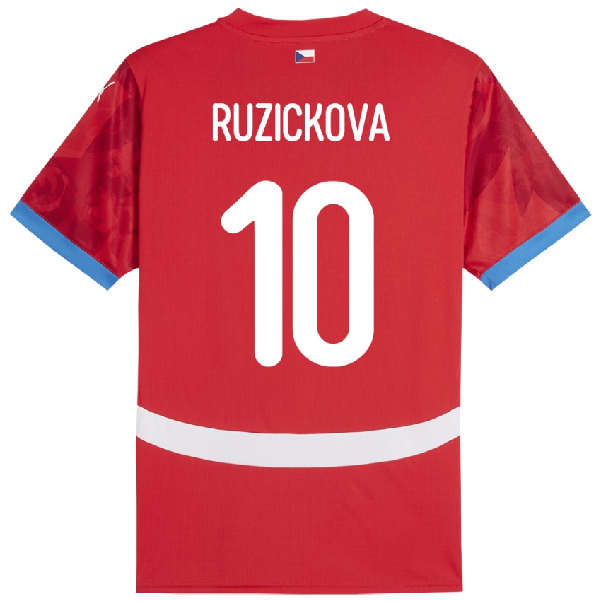 Bambino Maglia Cechia Kristýna Růžičková #10 Rosso Kit Gara Home 24-26 Maglietta