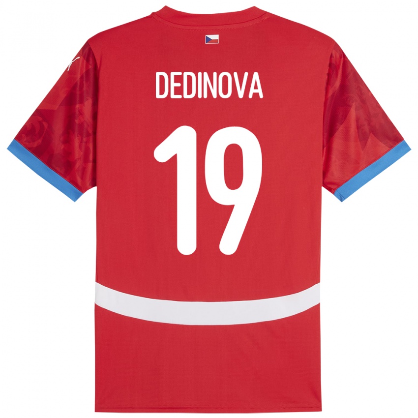 Bambino Maglia Cechia Aneta Dědinová #19 Rosso Kit Gara Home 24-26 Maglietta