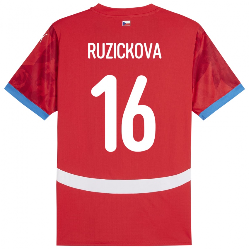 Bambino Maglia Cechia Barbora Růžičková #16 Rosso Kit Gara Home 24-26 Maglietta