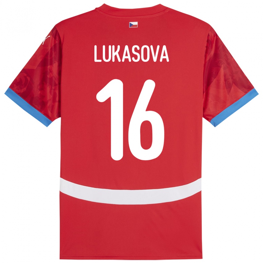 Bambino Maglia Cechia Olivie Lukášová #16 Rosso Kit Gara Home 24-26 Maglietta