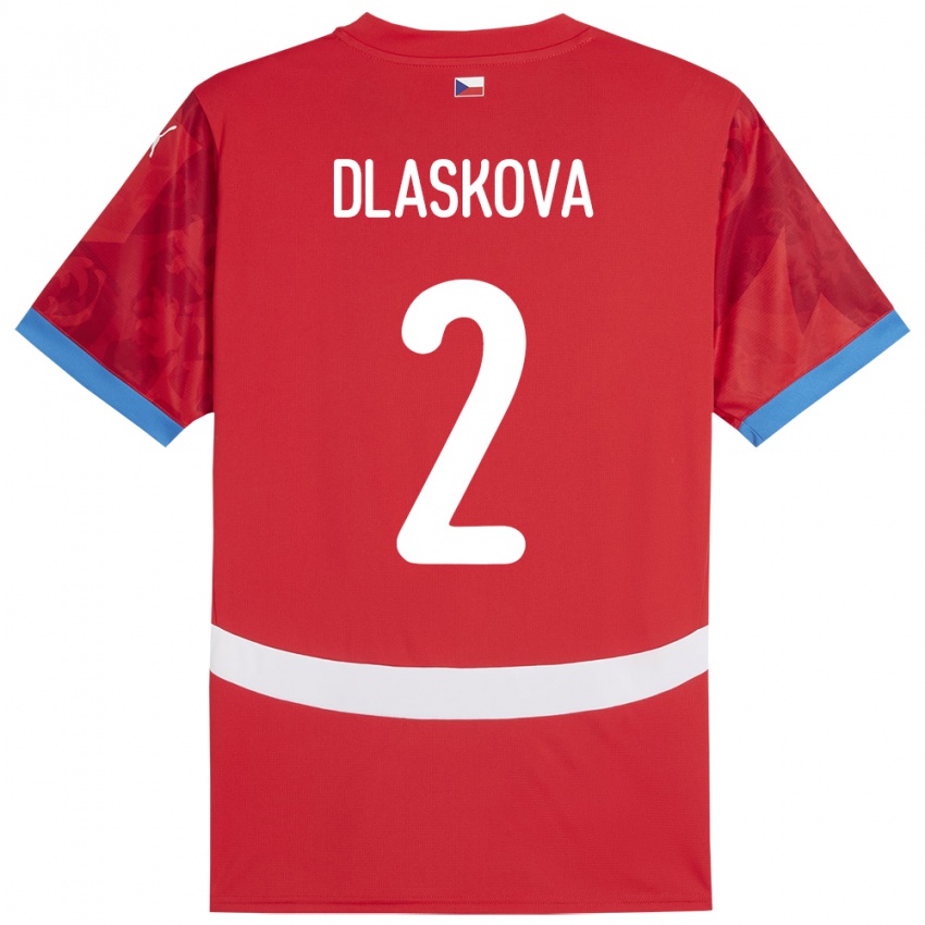 Bambino Maglia Cechia Anna Dlasková #2 Rosso Kit Gara Home 24-26 Maglietta