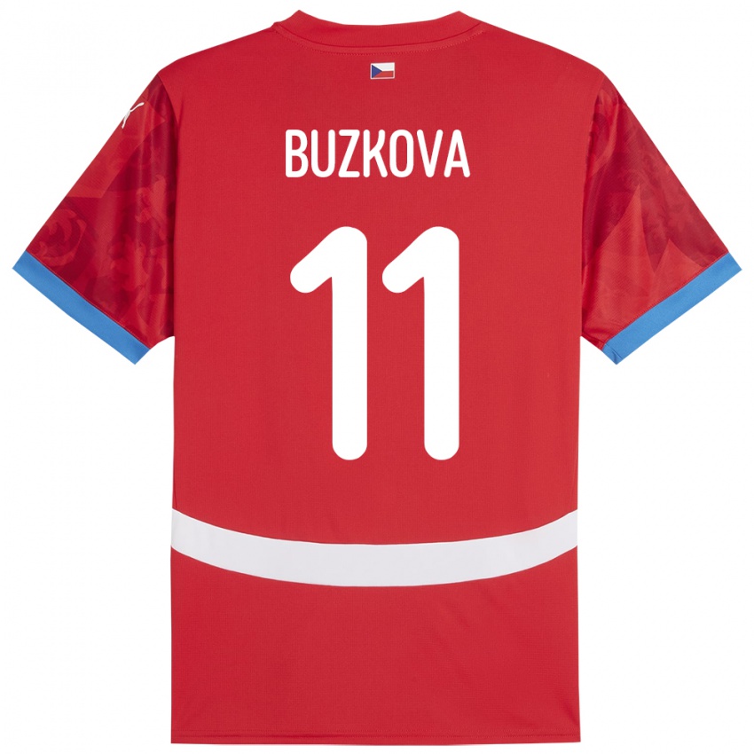 Bambino Maglia Cechia Kateřina Bužková #11 Rosso Kit Gara Home 24-26 Maglietta