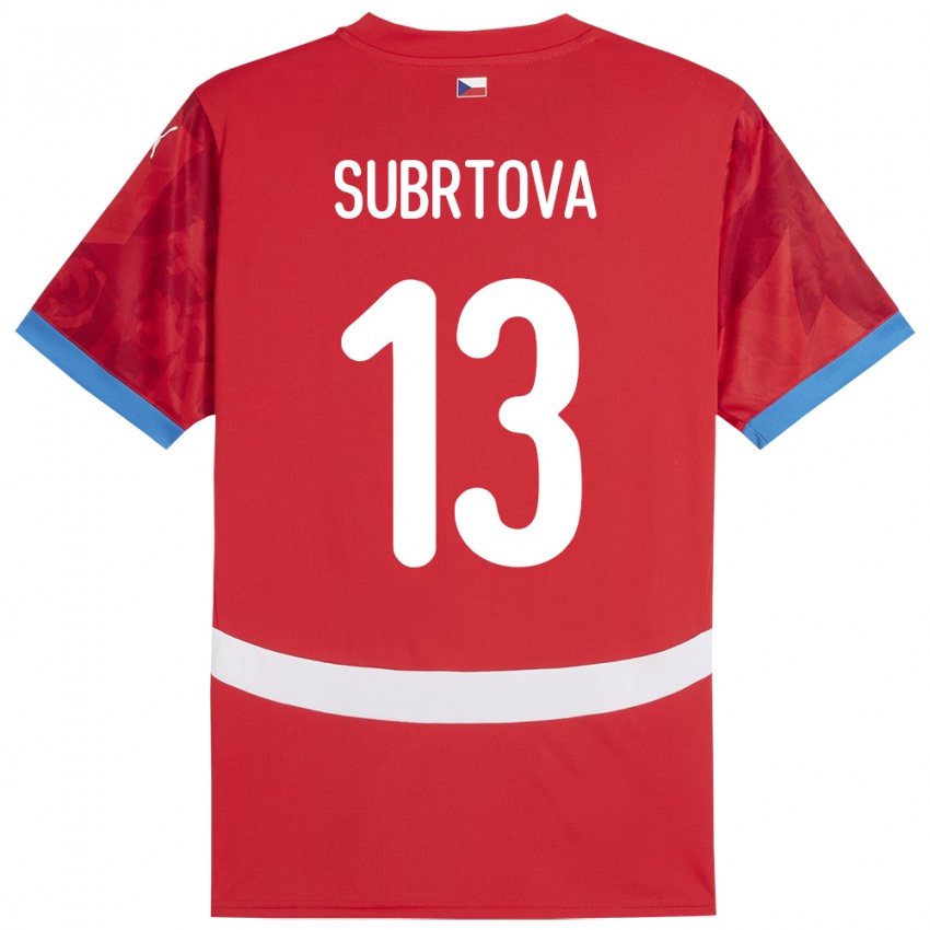 Bambino Maglia Cechia Anna Šubrtová #13 Rosso Kit Gara Home 24-26 Maglietta