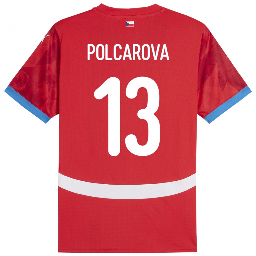 Bambino Maglia Cechia Barbora Polcarová #13 Rosso Kit Gara Home 24-26 Maglietta