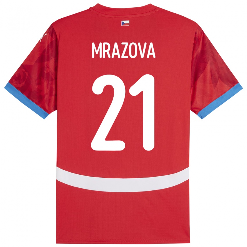 Bambino Maglia Cechia Miroslava Mrázová #21 Rosso Kit Gara Home 24-26 Maglietta