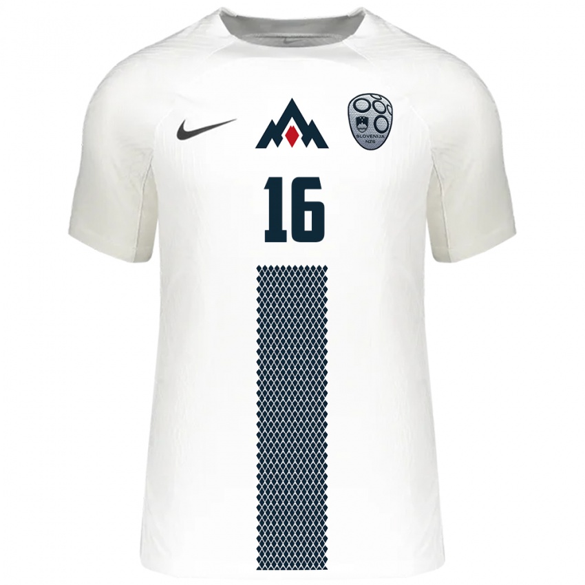 Bambino Maglia Slovenia Grega Kaluder #16 Bianco Kit Gara Home 24-26 Maglietta