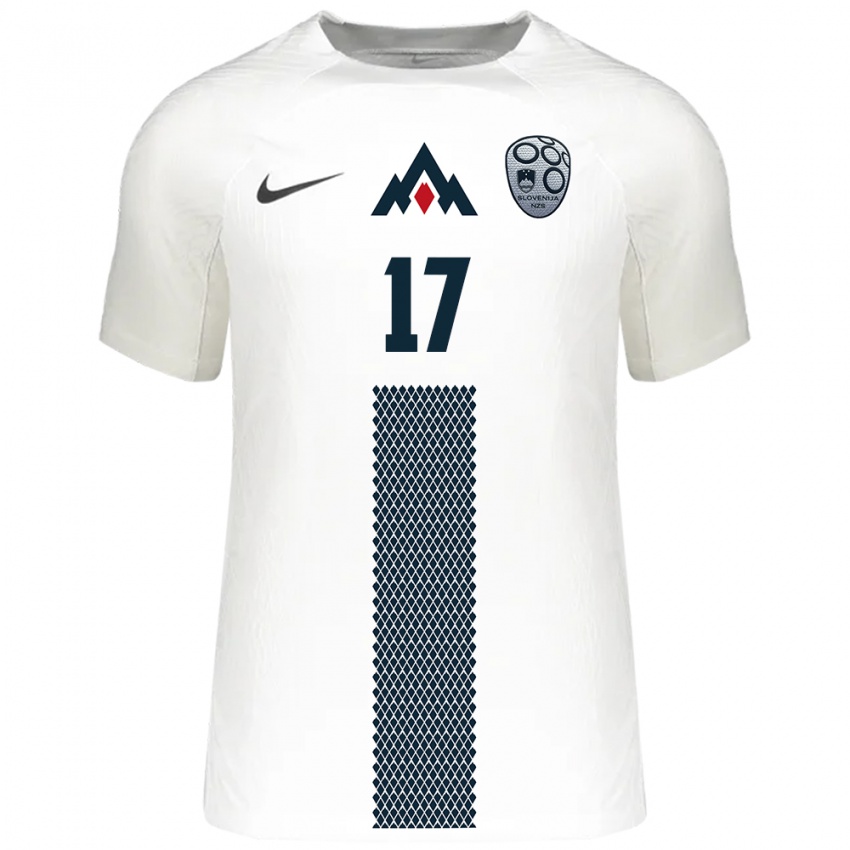 Bambino Maglia Slovenia Kevin Benkic #17 Bianco Kit Gara Home 24-26 Maglietta