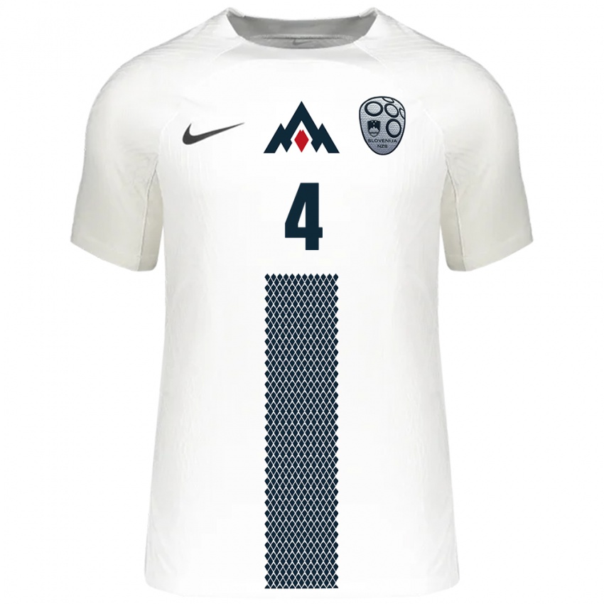 Bambino Maglia Slovenia Arjan Malic #4 Bianco Kit Gara Home 24-26 Maglietta