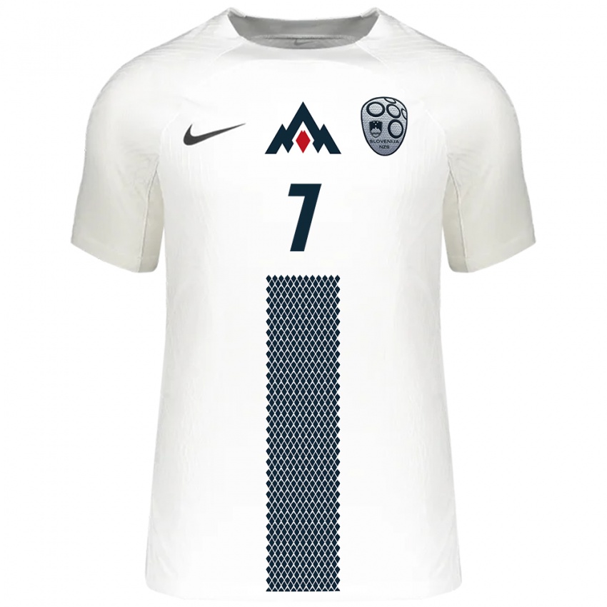 Bambino Maglia Slovenia Tjas Begic #7 Bianco Kit Gara Home 24-26 Maglietta