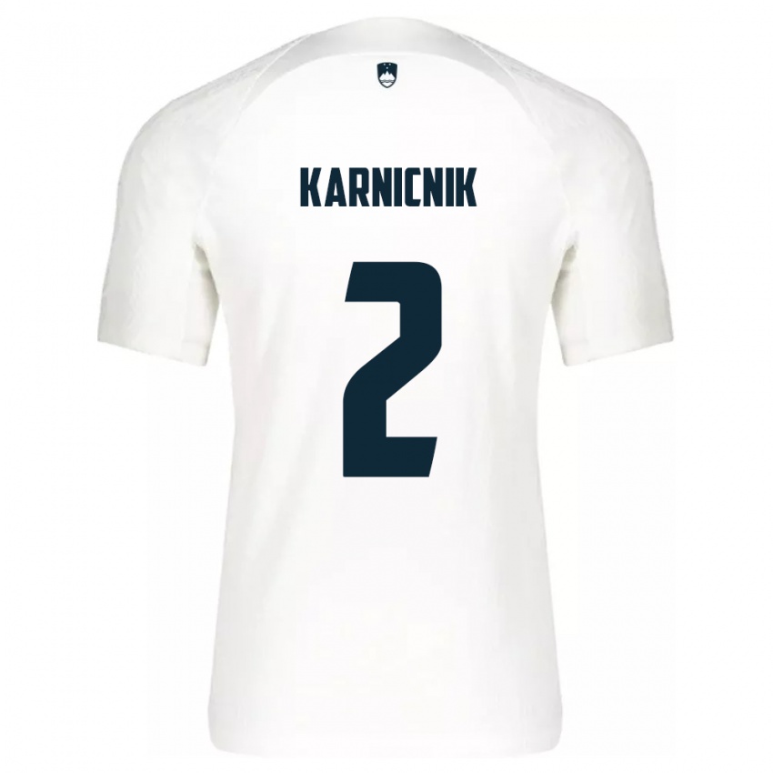 Bambino Maglia Slovenia Zan Karnicnik #2 Bianco Kit Gara Home 24-26 Maglietta