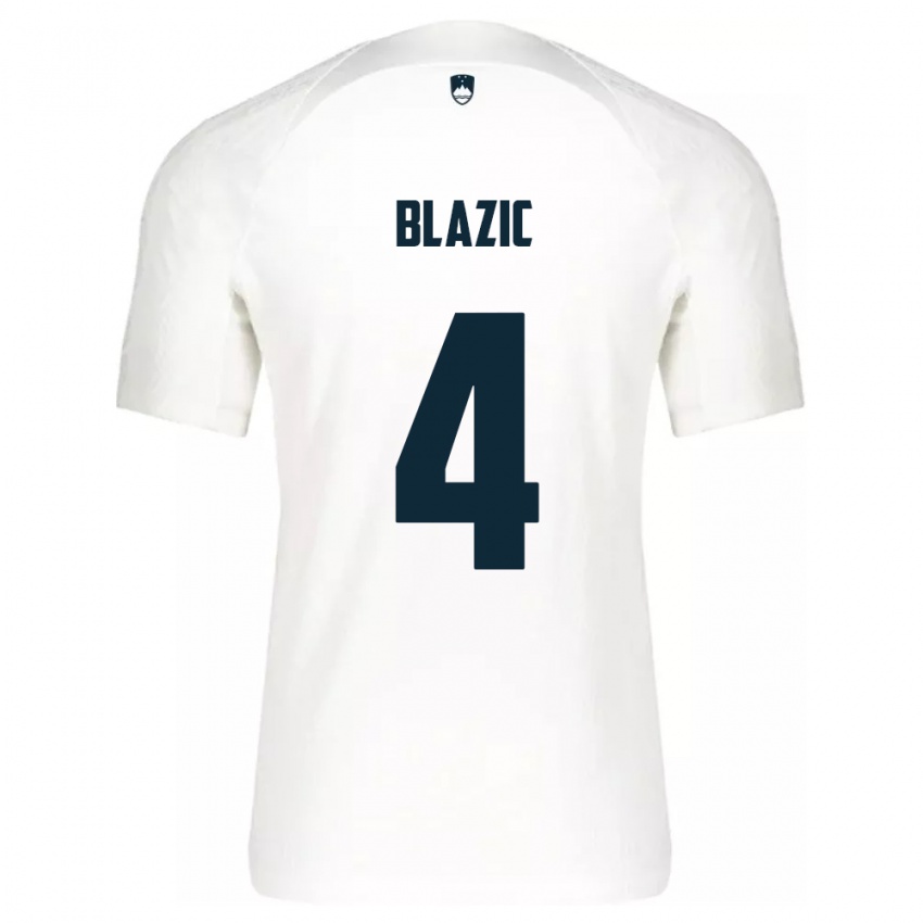 Bambino Maglia Slovenia Miha Blazic #4 Bianco Kit Gara Home 24-26 Maglietta