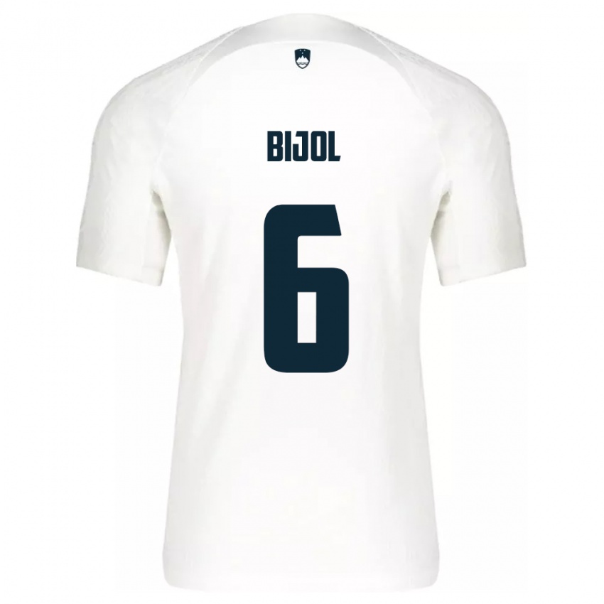 Bambino Maglia Slovenia Jaka Bijol #6 Bianco Kit Gara Home 24-26 Maglietta