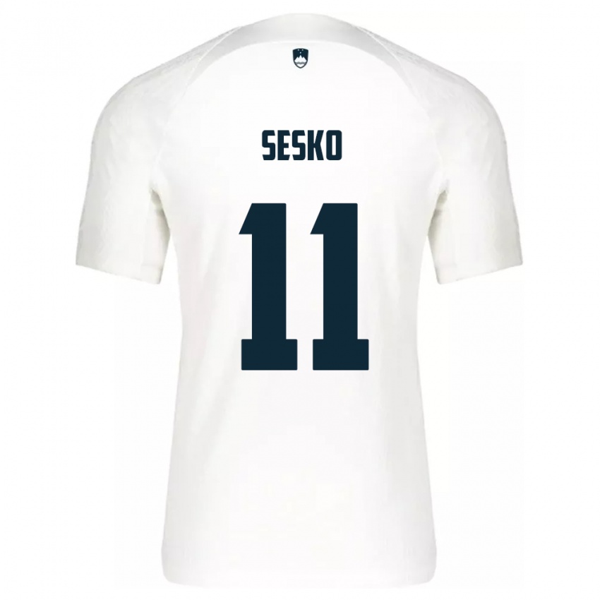 Bambino Maglia Slovenia Benjamin Sesko #11 Bianco Kit Gara Home 24-26 Maglietta