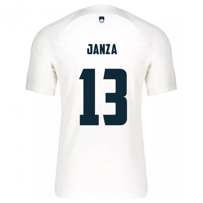 Bambino Maglia Slovenia Erik Janza #13 Bianco Kit Gara Home 24-26 Maglietta