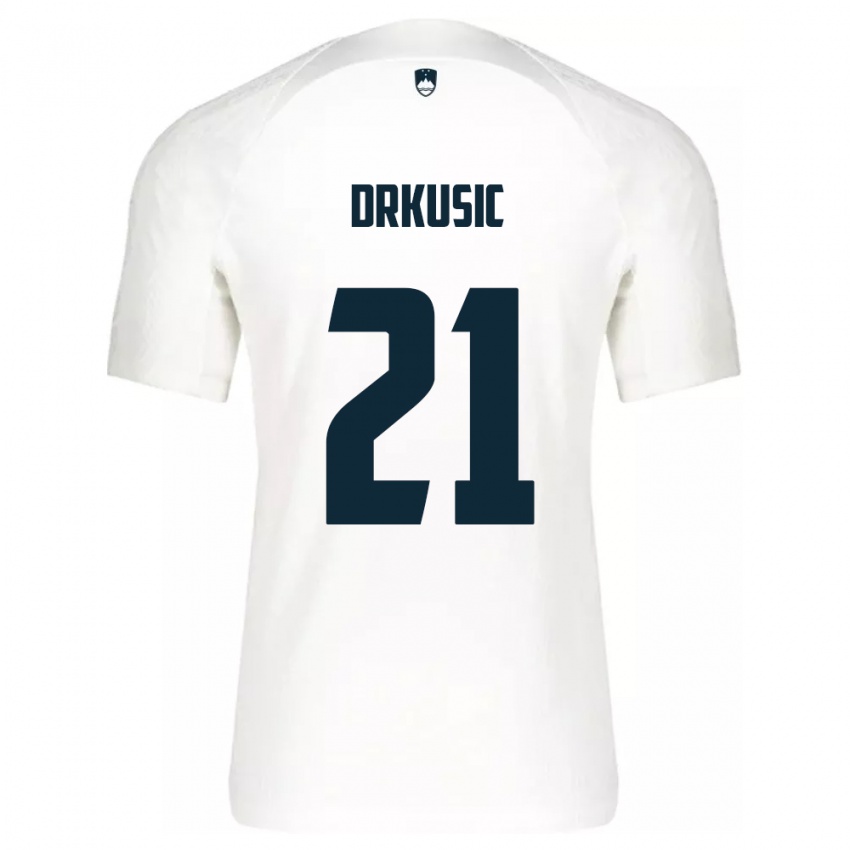 Bambino Maglia Slovenia Vanja Drkusic #21 Bianco Kit Gara Home 24-26 Maglietta