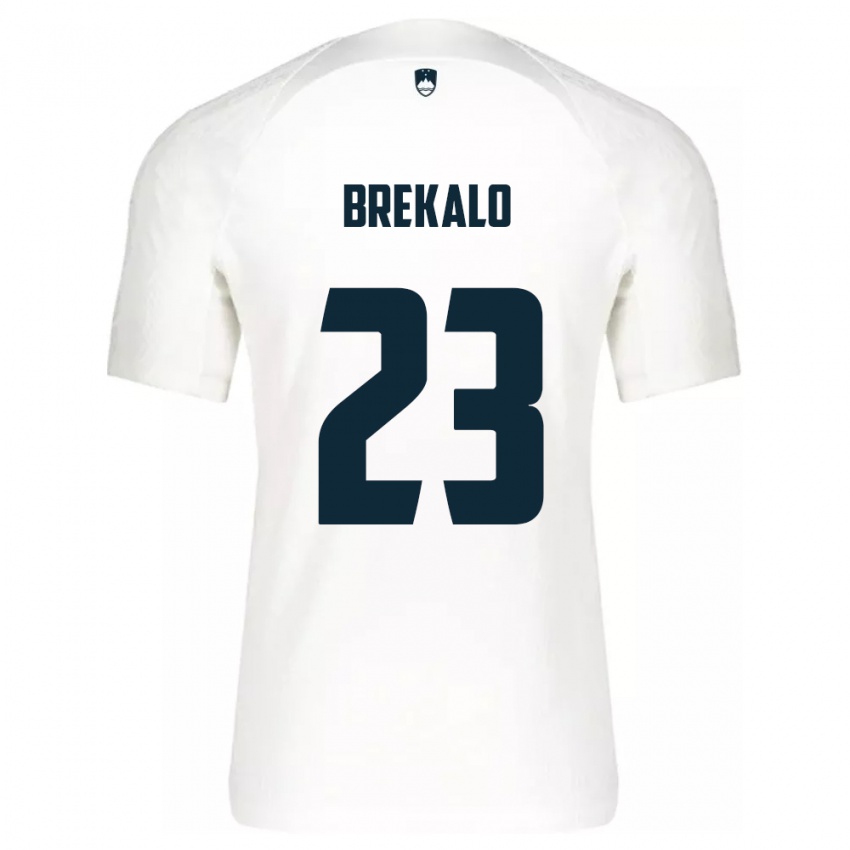 Bambino Maglia Slovenia David Brekalo #23 Bianco Kit Gara Home 24-26 Maglietta