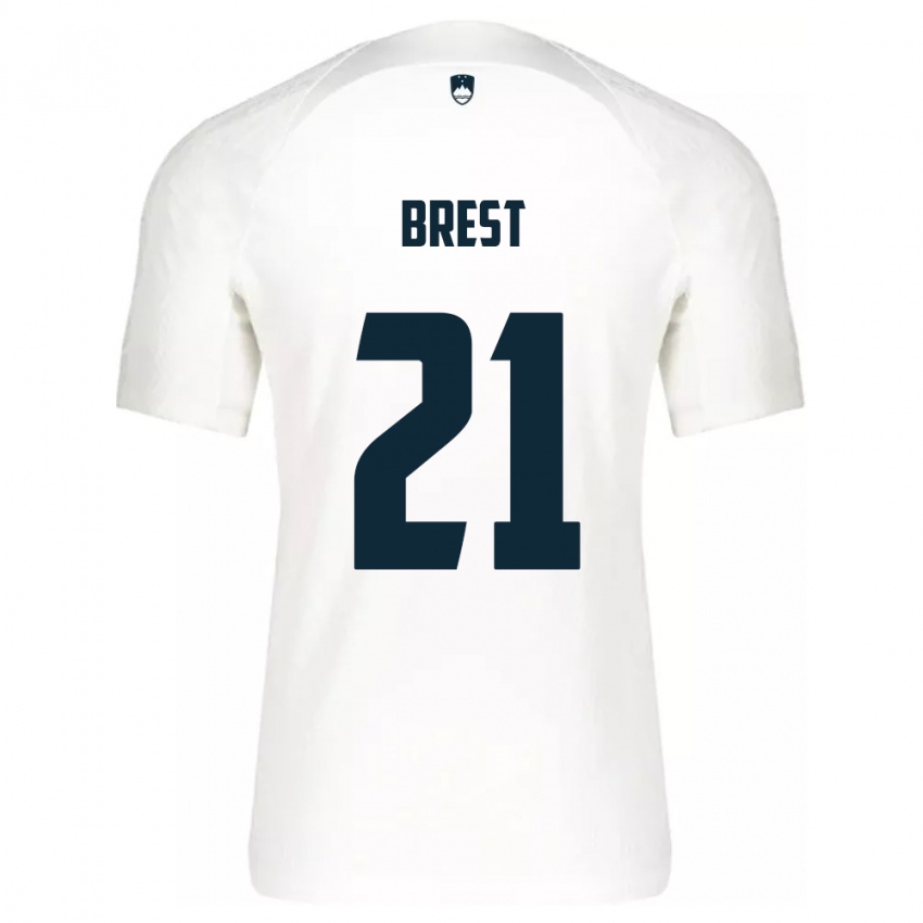 Bambino Maglia Slovenia Marko Brest #21 Bianco Kit Gara Home 24-26 Maglietta