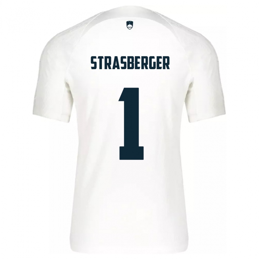 Bambino Maglia Slovenia Tim Strasberger #1 Bianco Kit Gara Home 24-26 Maglietta